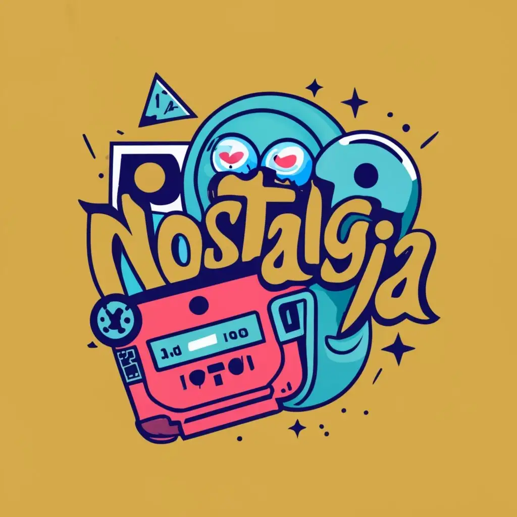logo, VHS, Toys, Vinyl Record, T-Shirt, with the text "Nostalgia", typography, be used in Entertainment industry