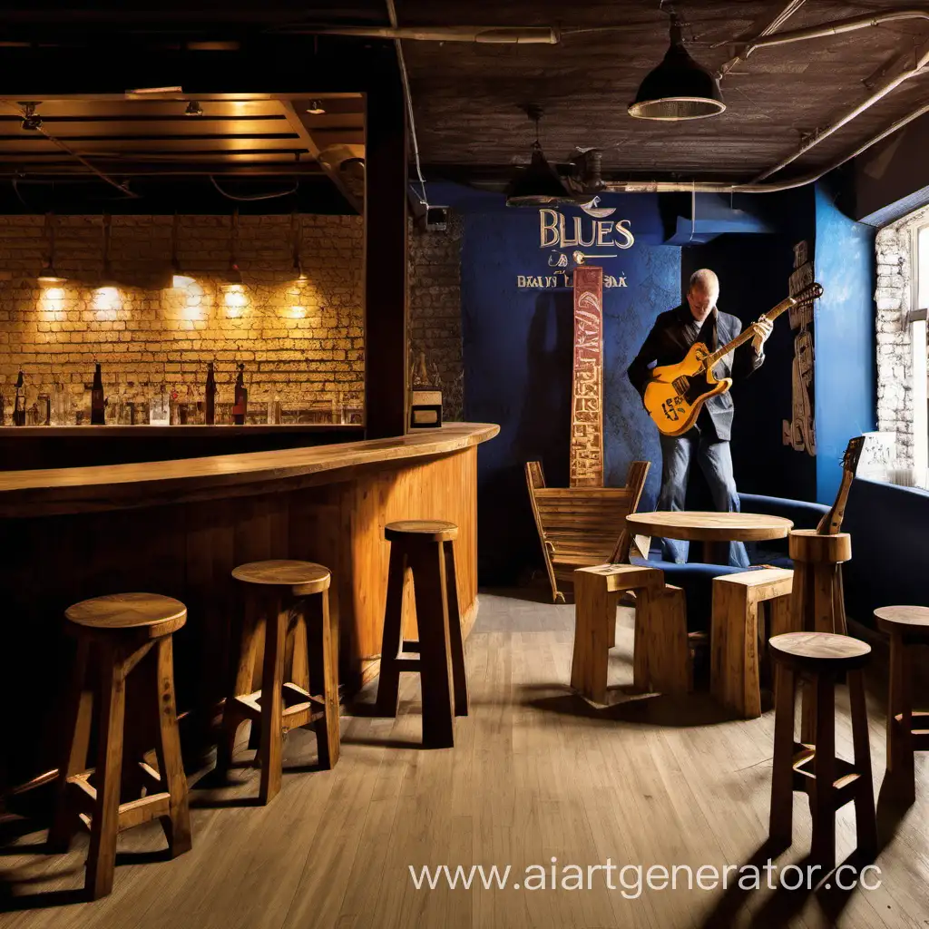 Chic-Loft-Bar-Ambiance-with-Blues-Guitarist