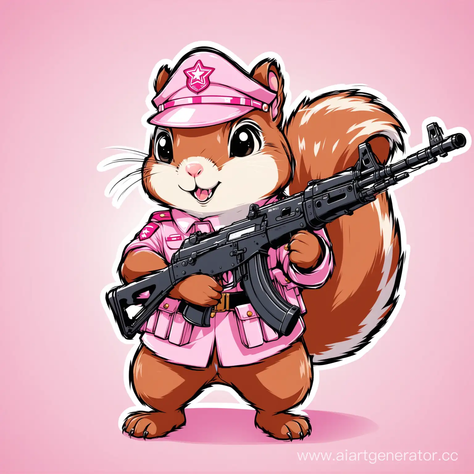 Pink-Military-Squirrel-with-White-AK-Rifle