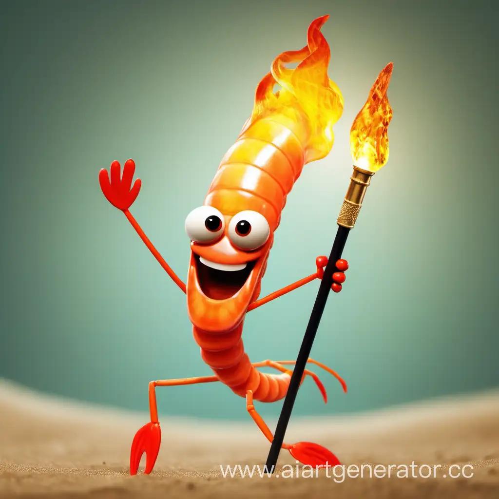креветка-спортсмен с олимпийским факелом