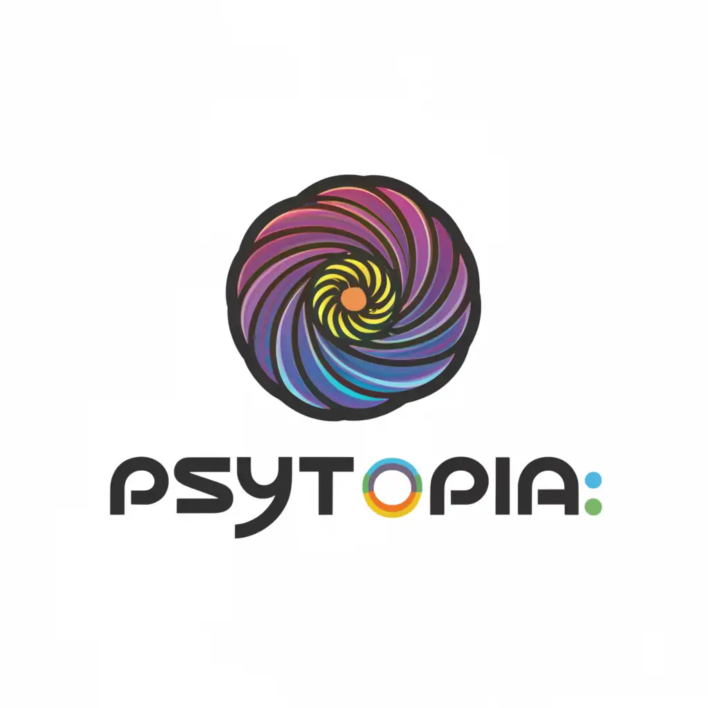 a logo design,with the text "Psytopia", main symbol:Trippy Psychedelic,Moderate,be used in Entertainment industry,clear background