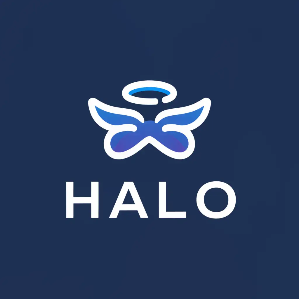 a logo design, with the text 'Halo', main symbol: a blue angel halo, Moderate, clear background with the halo on the text and without the wings and with a clear white background