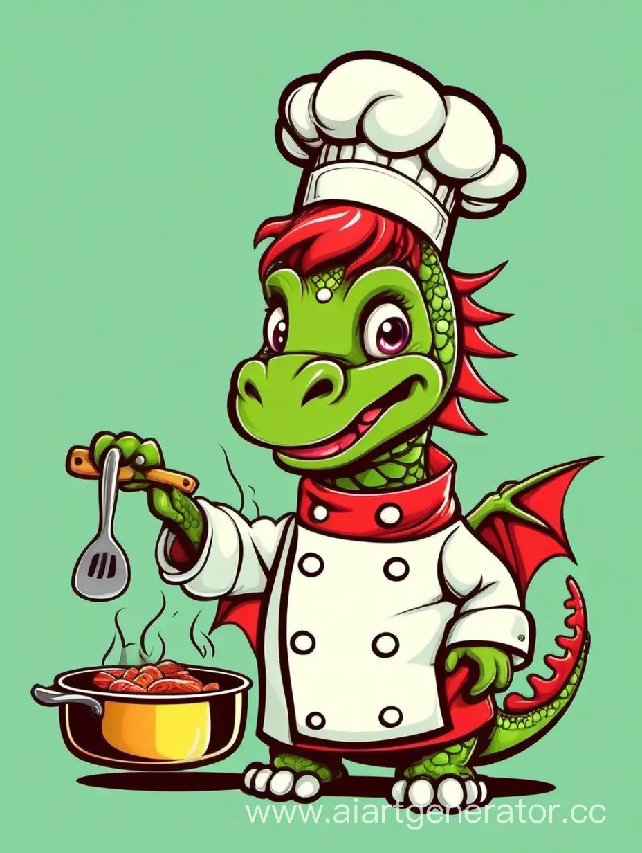 Добрый дракон мульт готовит в шапке повара