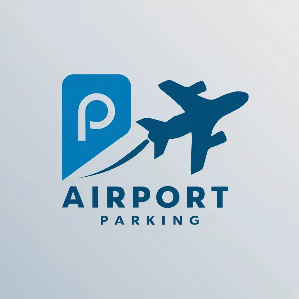 Minimalistic Airport Parking Logo with Letter P and Airplane Symbol