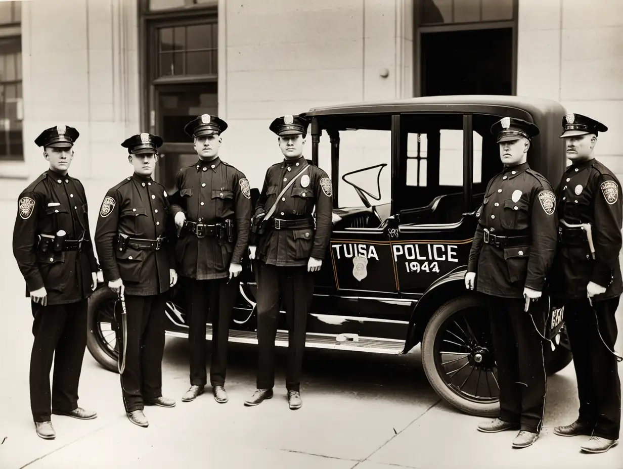 Historical Overview 1924 Tulsa Police Force in Black and White