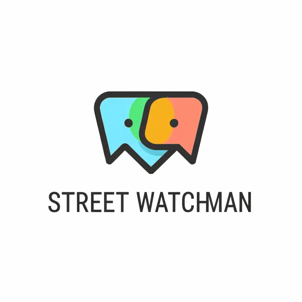 a logo design,with the text "Street Watchman", main symbol:a logo design, with the text "Street Watchman", clear background, mobile compatible, main symbol: Chat, Guard, Street, Modern, Moderate,Moderate,clear background