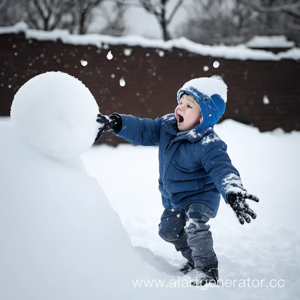 Мальчик играет в снежки