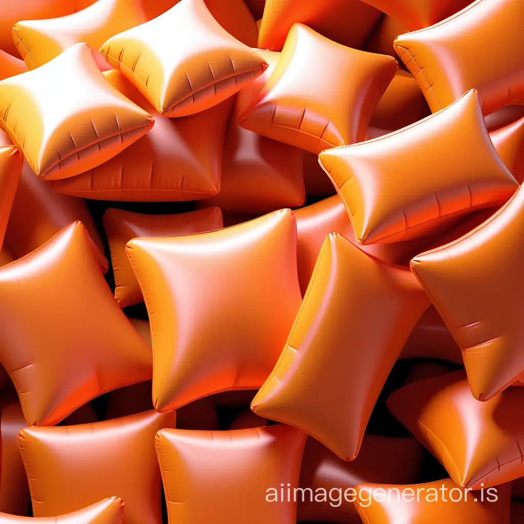 ultra-realistic 3d pbr render of inflatable shapes. inflatable orange shapes pressed very closely together forming a rectangle