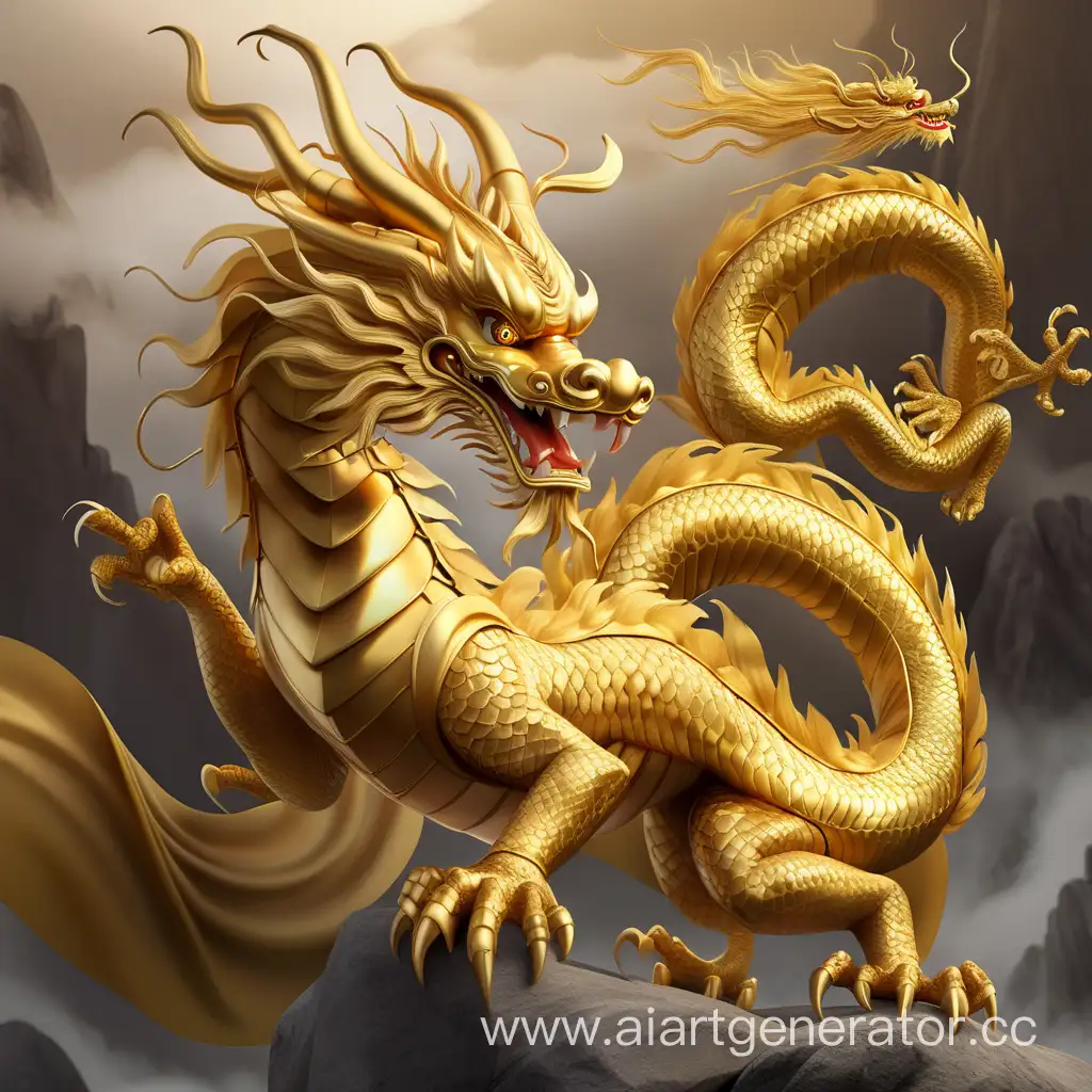 create golden Chinese dragon, represented courage and daring deeds
