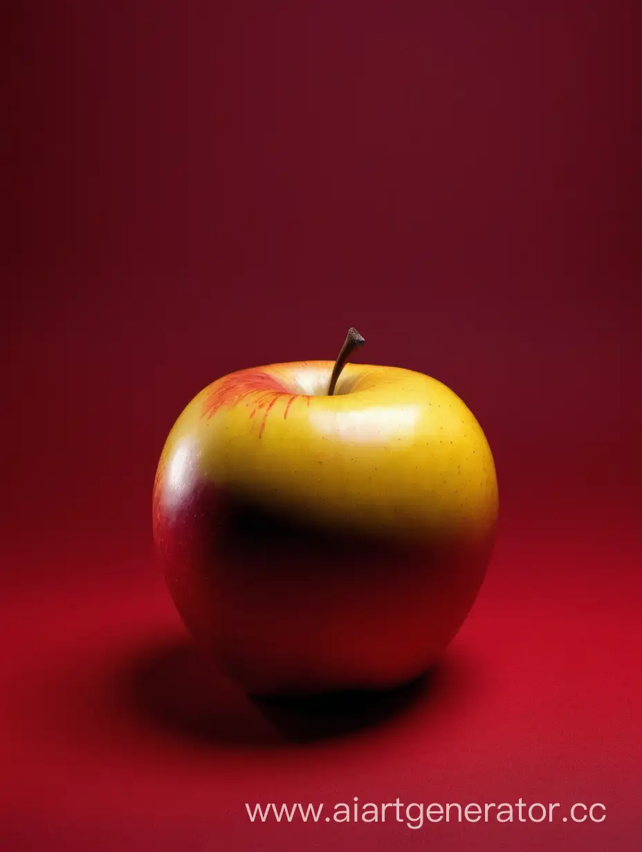 Vibrant-Big-Yellow-and-Red-Apple-on-Bold-Red-and-Black-Background