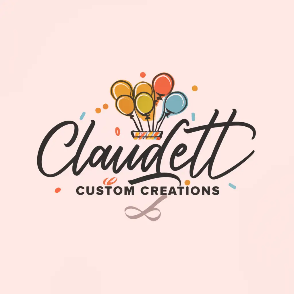 a logo design,with the text "Claudett Custom Creations", main symbol:birthdays, anniversary, holidays,Moderate,be used in Events industry,clear background