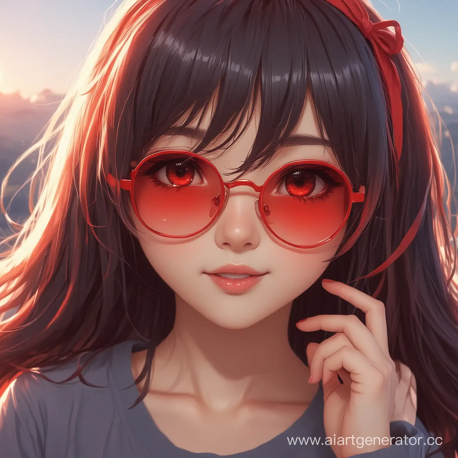 Adorable-Anime-Girl-with-Stylish-Red-Shades