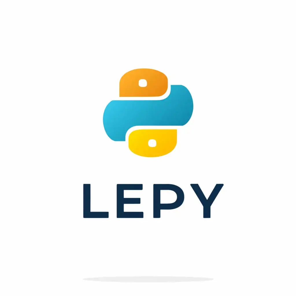 a logo design,with the text "LePy", main symbol:Programming, python language, code, blue, yellow, white background, e-learning,Moderate,be used in Education industry,clear background