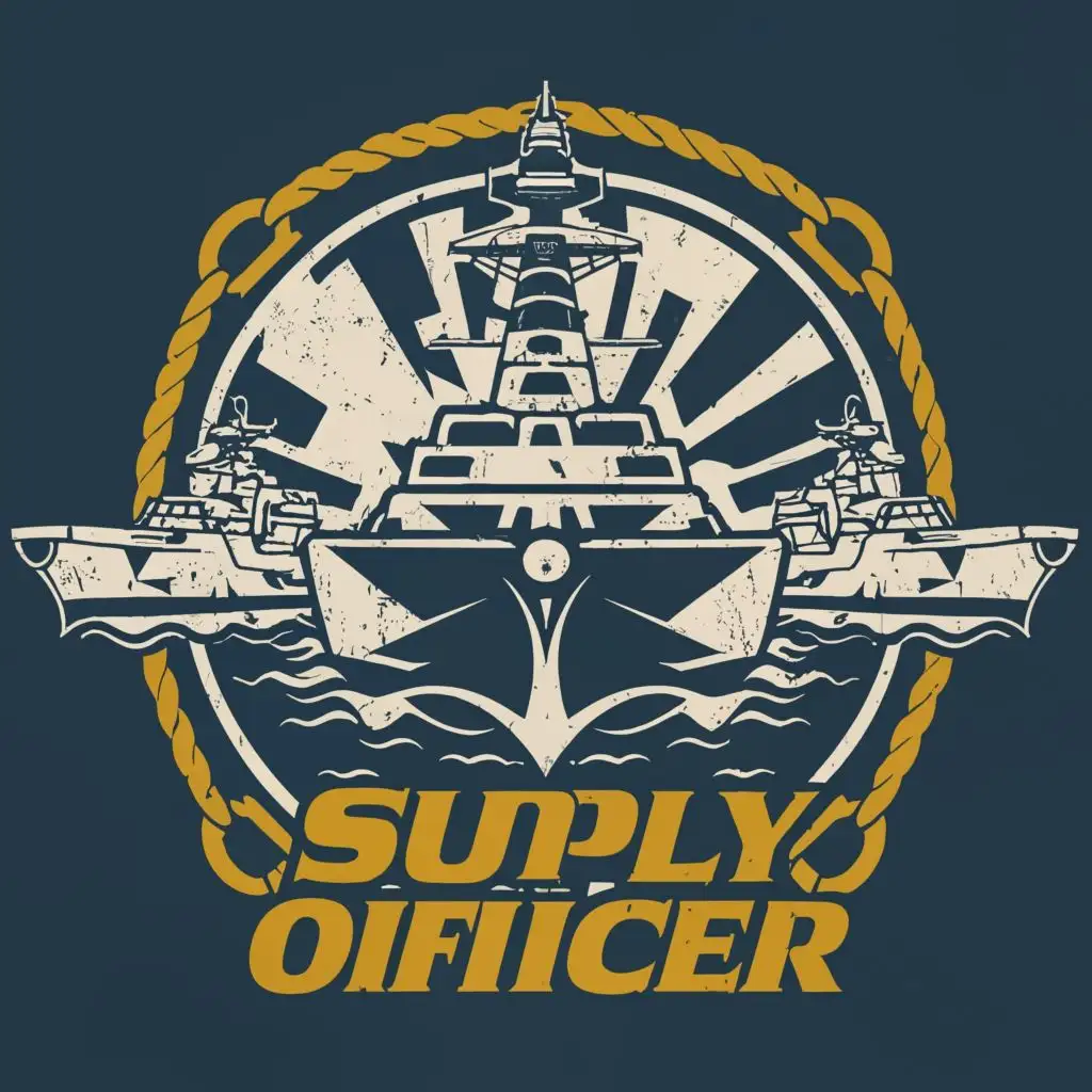 logo, WARSHIPS, with the text "SUPPLY OFFICER", typography