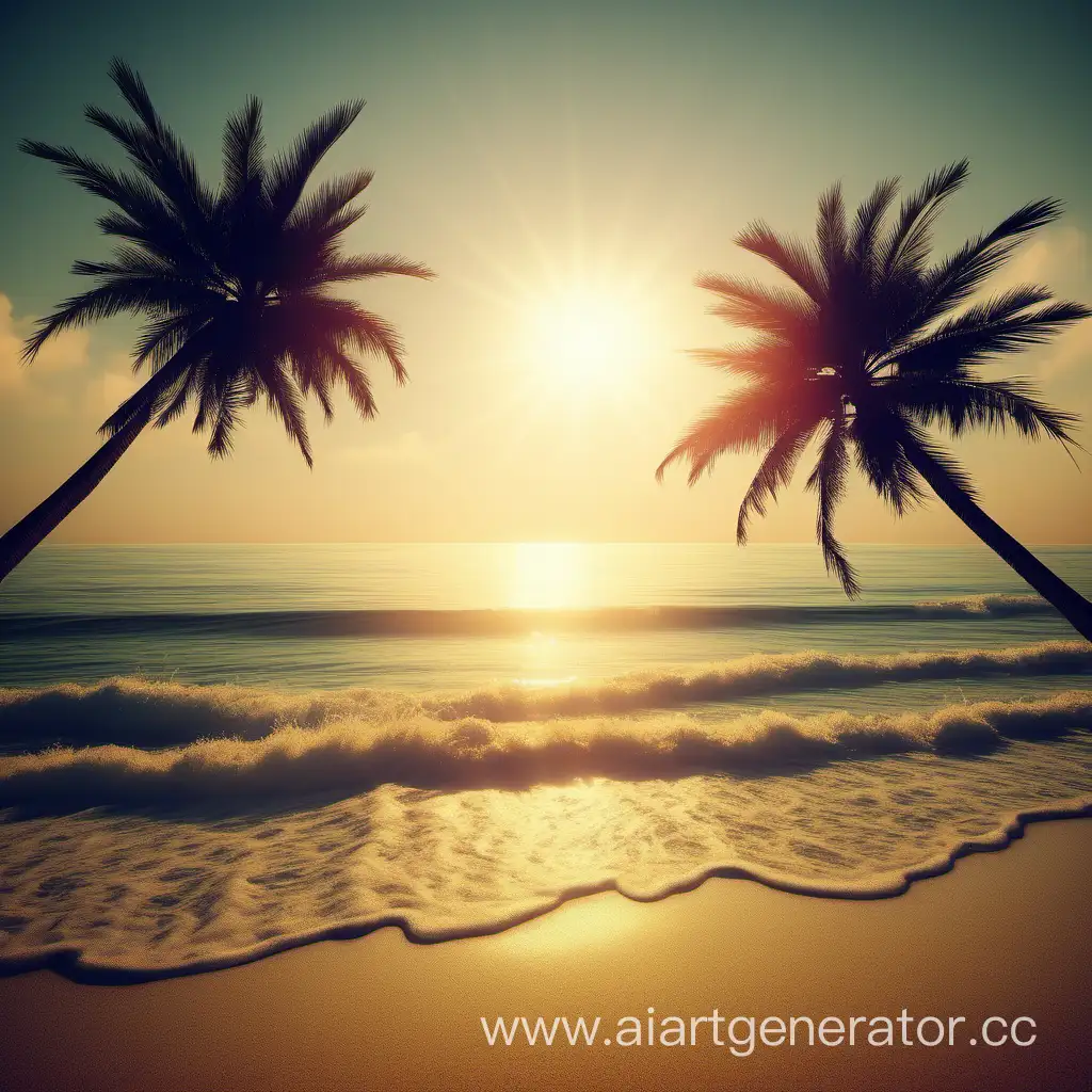 Лето пальмы солнце море красиво радостно