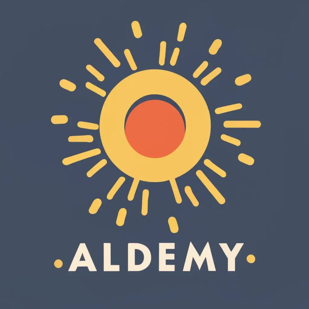 logo, sun, with the text "Aldemy", typography, be used in Technology industry