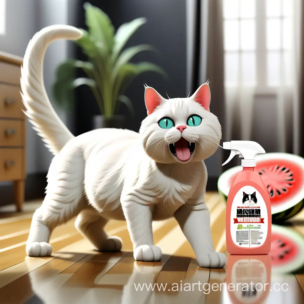 Microhim-Logo-Cat-Suit-Room-Freshener-White-Cat-in-Suit-with-Watermelons