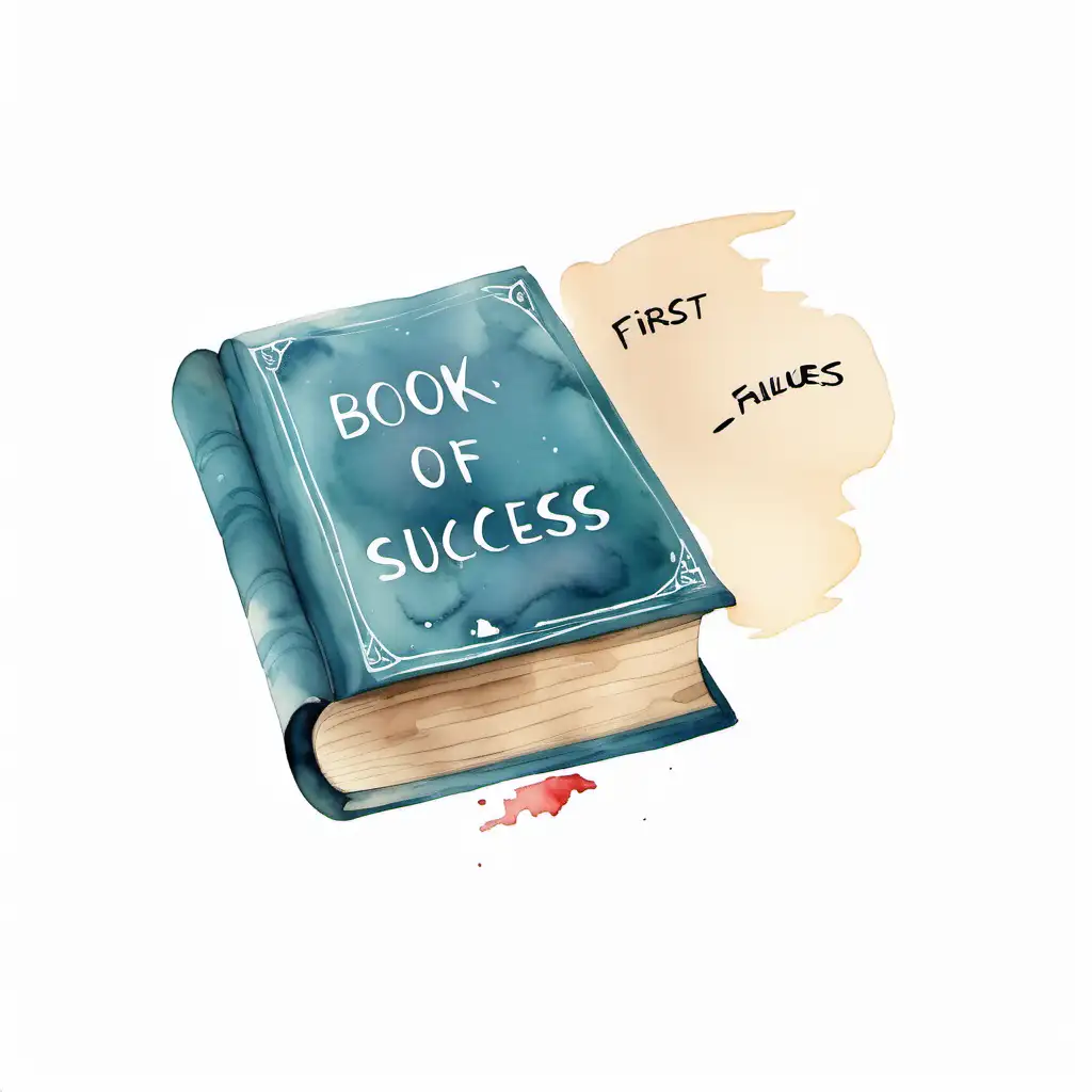 Contrasting Pages of Success and Failure in Watercolor on a White Background