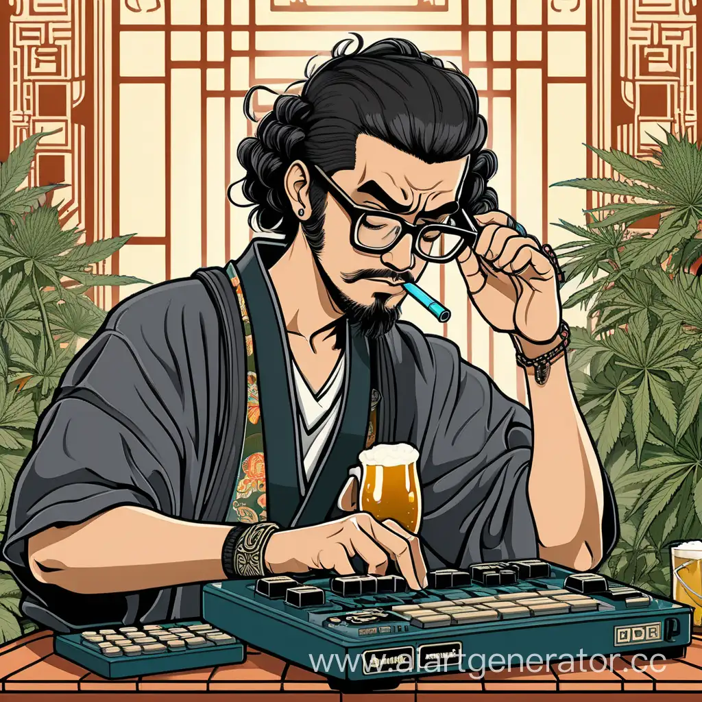 HipHop-Samurai-Playing-Beats-on-MPC-Groovebox-in-Art-Deco-Style