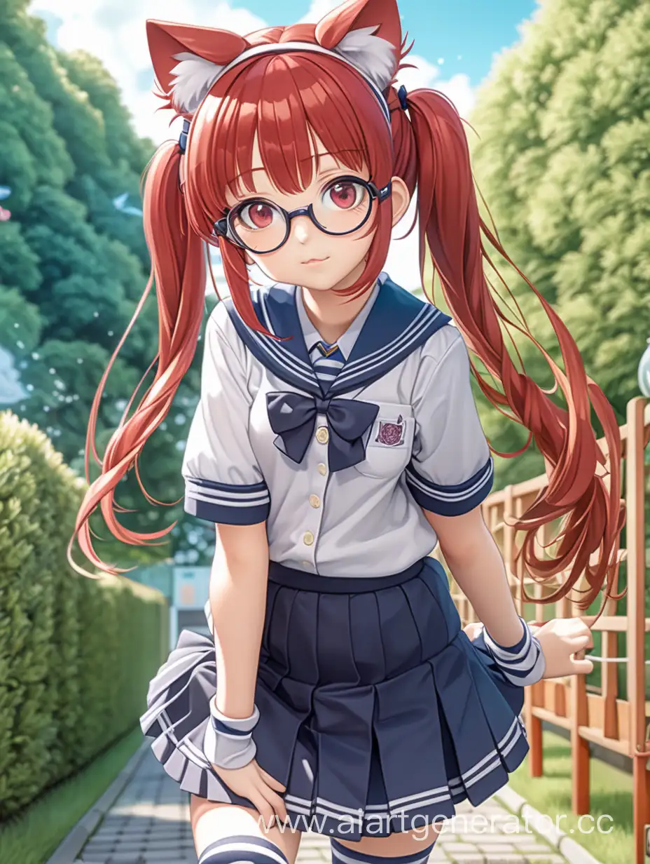Redhead-Anime-Chan-Loli-in-Japanese-School-Uniform-and-Cat-Ears-Headband