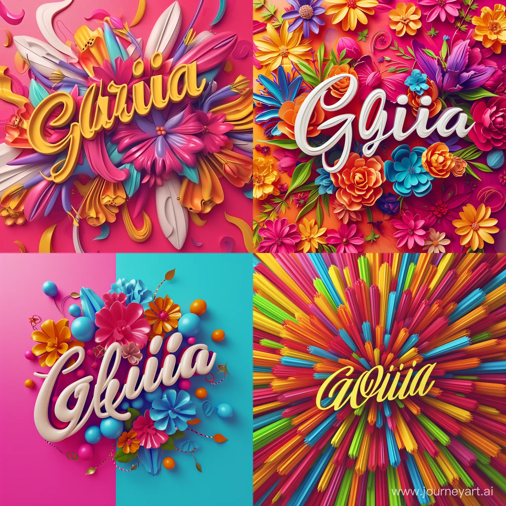 nombre de "Gloria" en 3d fondo de colores brillantes