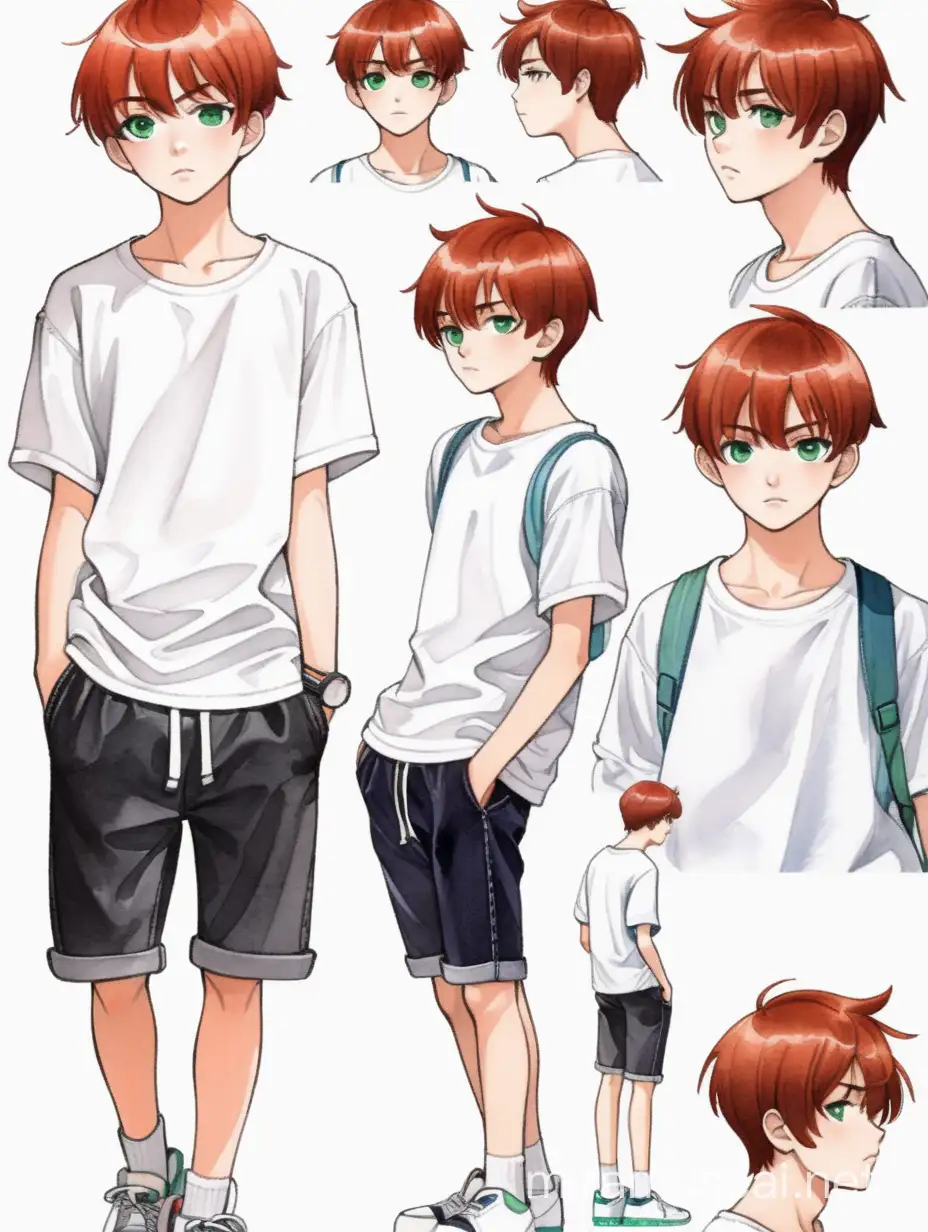 Charming Redhead Boy in Watercolor Webtoon Style