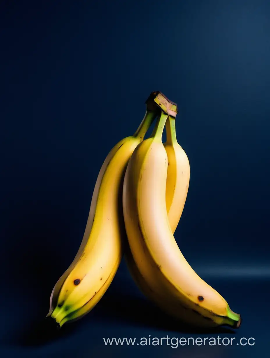 2 big banana on dark blue background