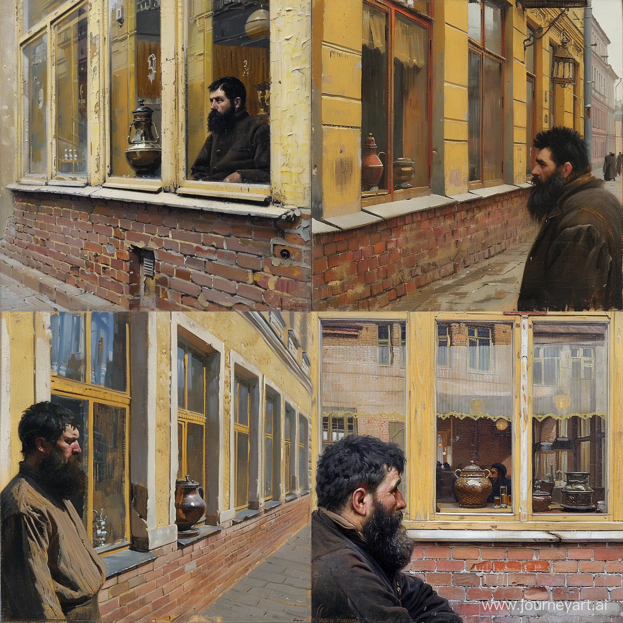 19thCentury-Russian-Empire-Hotel-with-Samovar-Realistic-Depiction-of-Everyday-Life