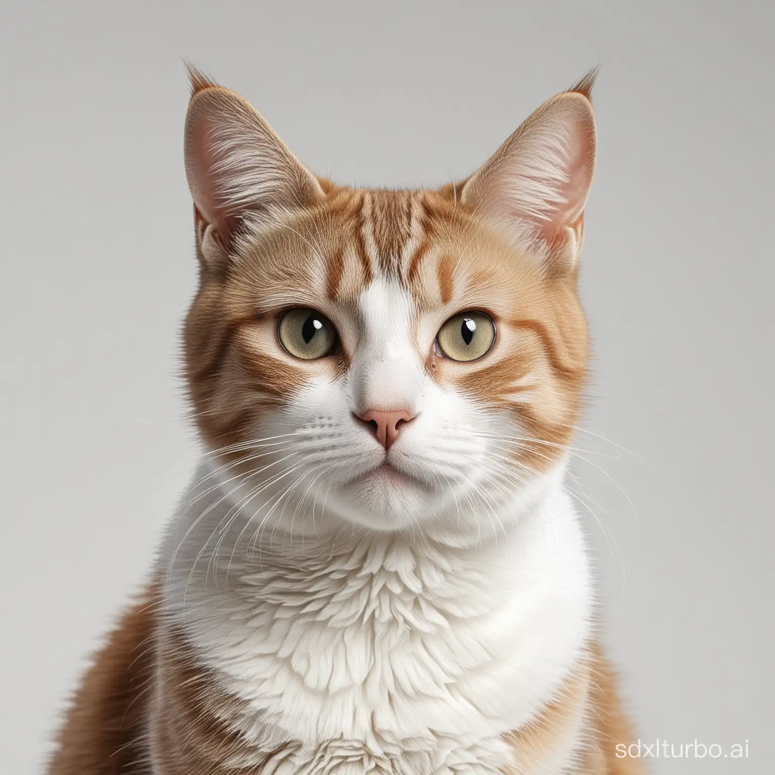 A cat looking at the camera. High quality photo, the background is pure white, photorealistic