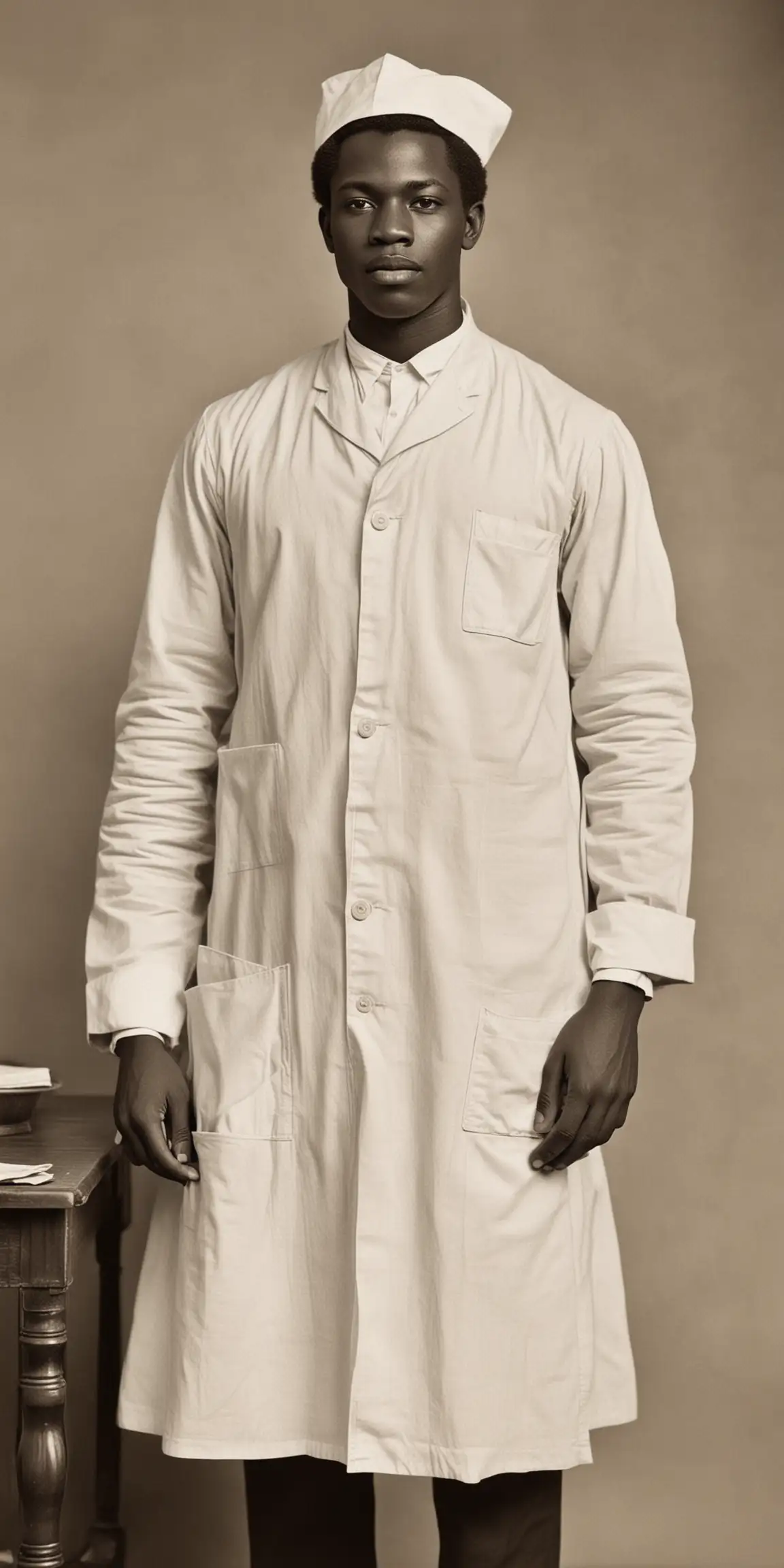 African-American male nurse,  during the small pox epidemic, 1882