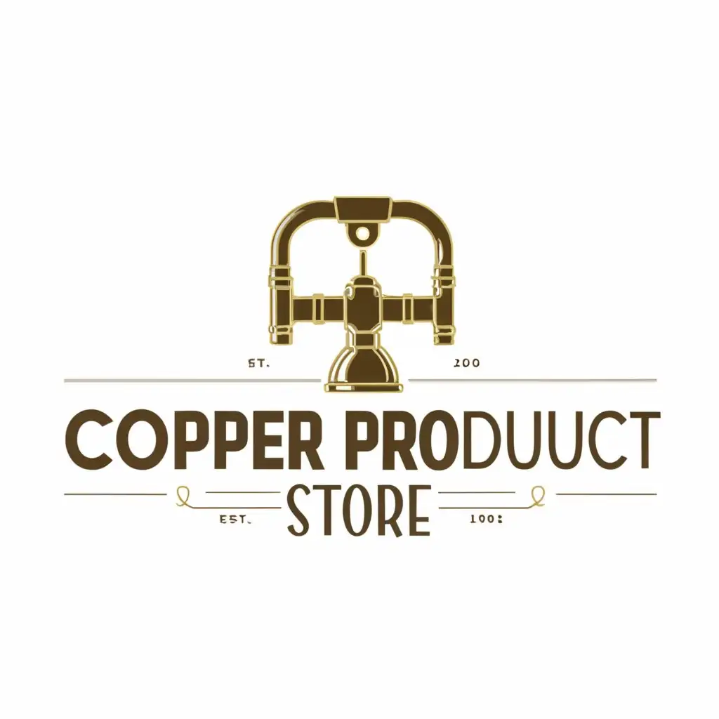 a logo design,with the text "copperproductstore", main symbol:Unlacquered Brass Kitchen Faucet - Solid Brass Bridge Faucet - Kitchen Faucets With Linear Legs,Moderate,be used in Home Family industry,clear background