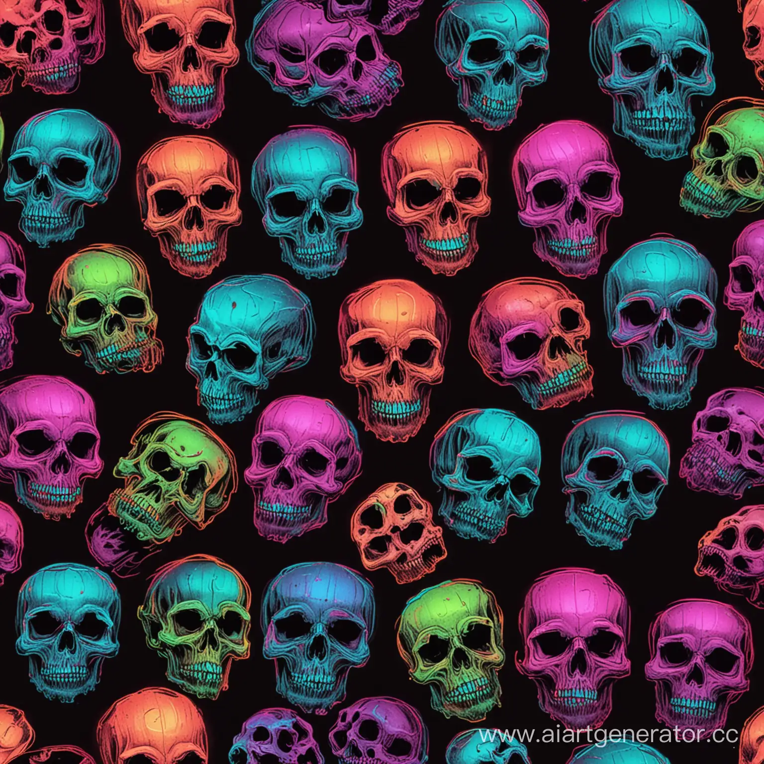Neon-Skulls-Illuminated-in-Vivid-Colors