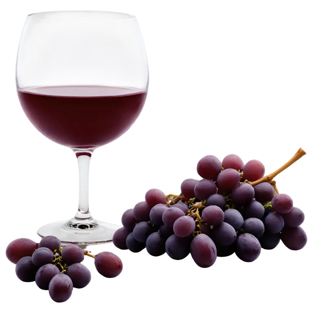 Glass of grape juice with some grape grains next to the glass