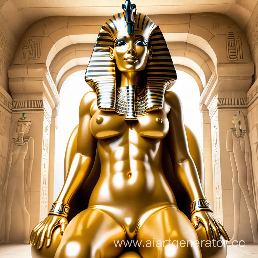 Golden-Pharaoh-Inflatable-Girl-Smiling-in-Latex-Sarcophagus-Costume