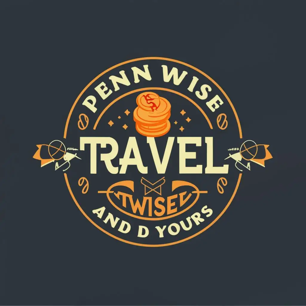 logo, Coin and Travel, with the text "Penny Wise Travel and Yours", typography, be used in Travel industry