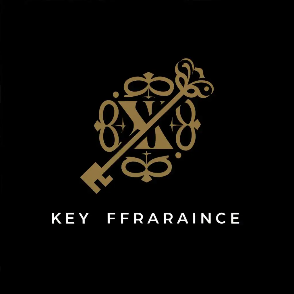 a logo design,with the text "KEY FRAGRANCE", main symbol:a key,Moderate,clear background