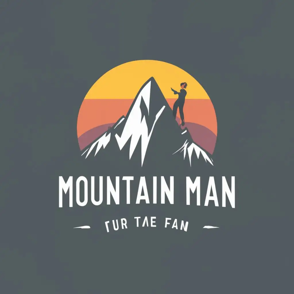 LOGO-Design-For-Mountain-Man-Adventures-Fun-Cartoon-Depiction-of-a-Man-on-a-Mountain-Peak