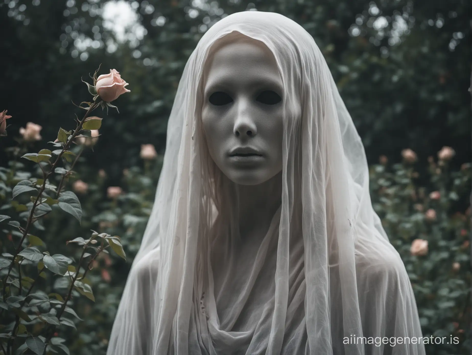 Ethereal RoseClad Spirit in a Moonlit Garden | AI Image Generator