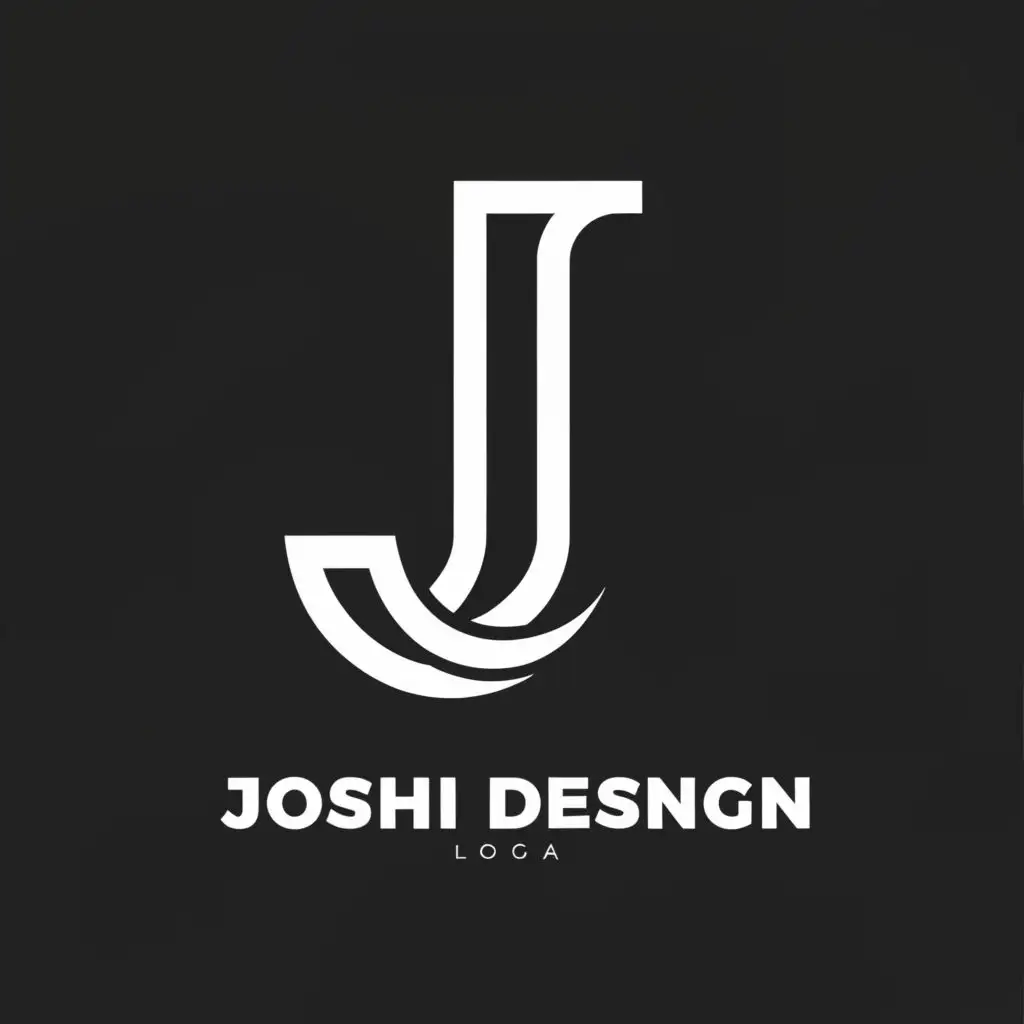 logo, j word, with the text "joshi design", typography