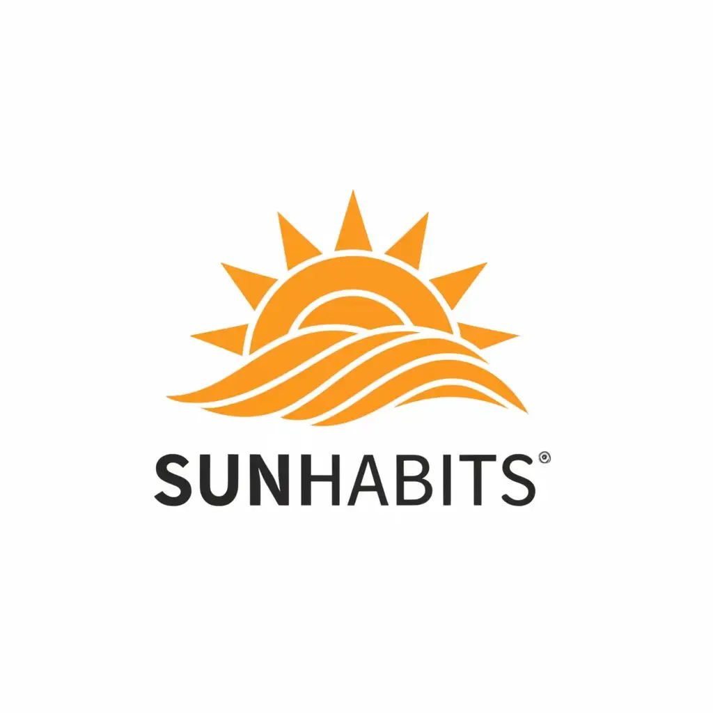 a logo design,with the text "SunHabits", main symbol:a sun,Moderate,be used in Travel industry,clear background