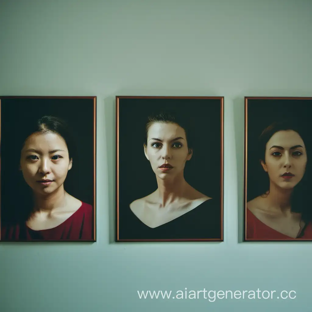 Three-Portraits-of-Women-Adorning-the-Wall