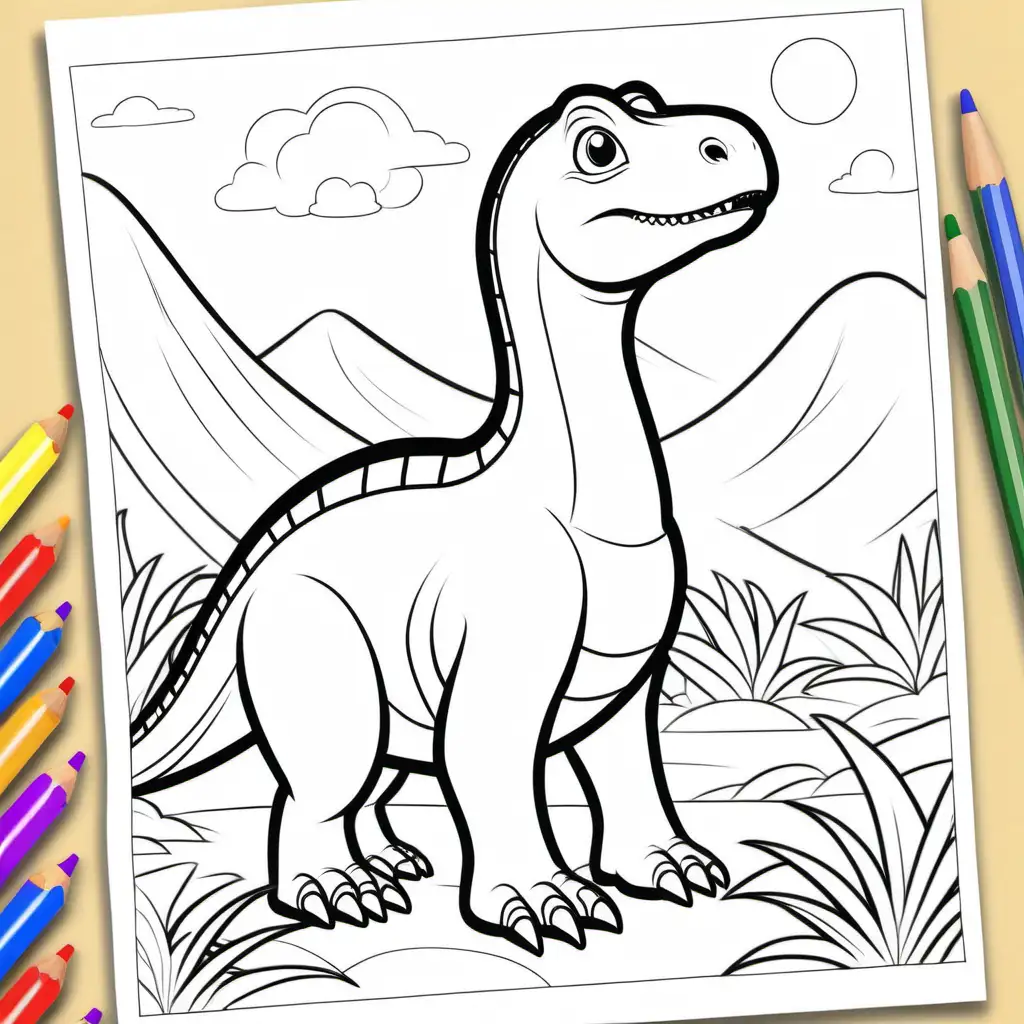 Fun Coloring Page for Kids Atlasaurus Cartoon in Vibrant Colors