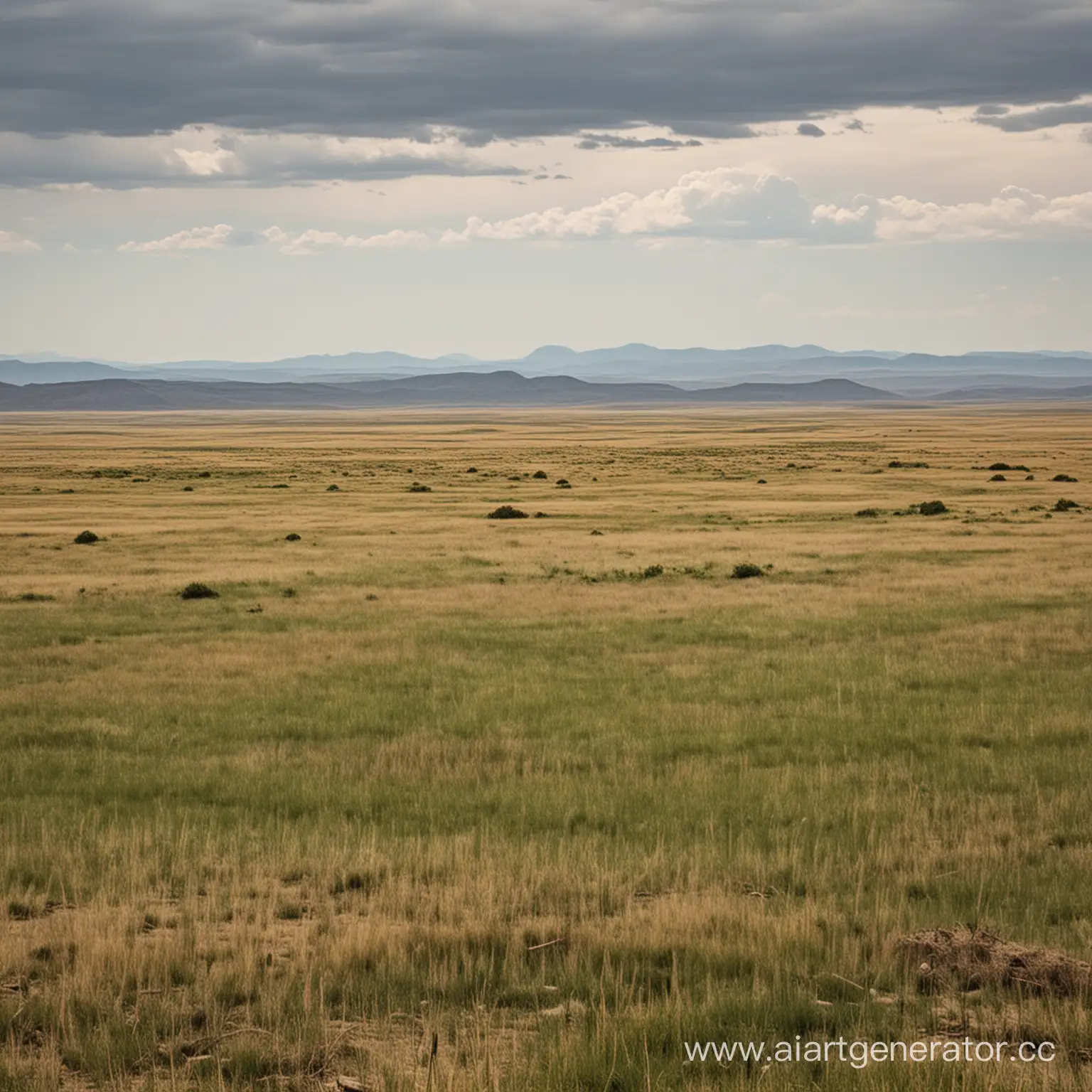 Vast-Steppe-Landscape-with-Grazing-Horses-and-Distant-Mountains