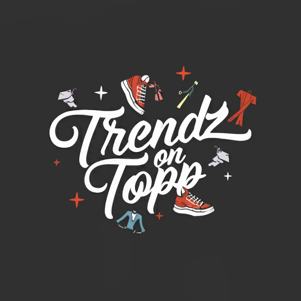 a logo design,with the text "TRENDZ ON TOP", main symbol:SHOES AND CLOTHES,Moderate,clear background