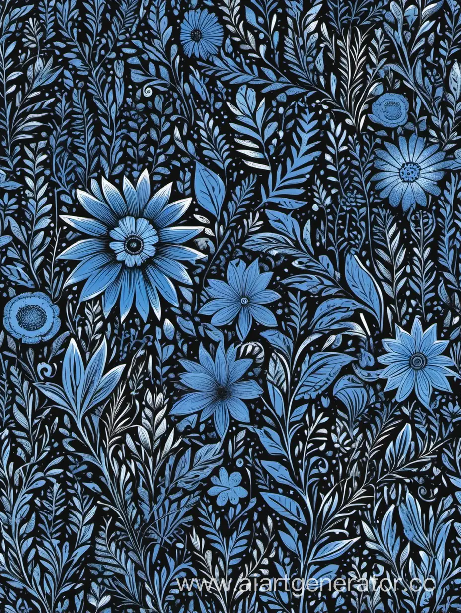 Blaue und schwarze Blumen