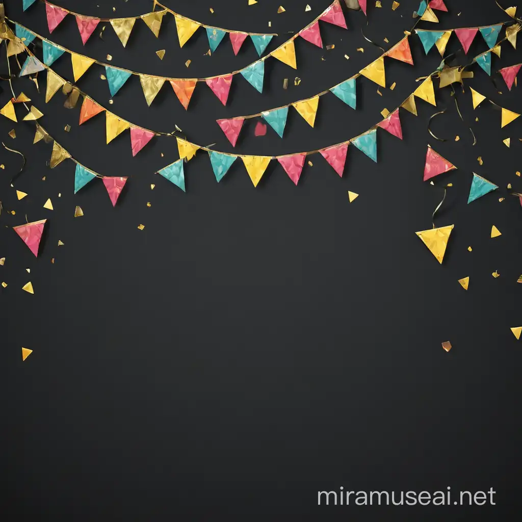 Colorful Triangle Decorations on Black Background for Birthday Party Celebration