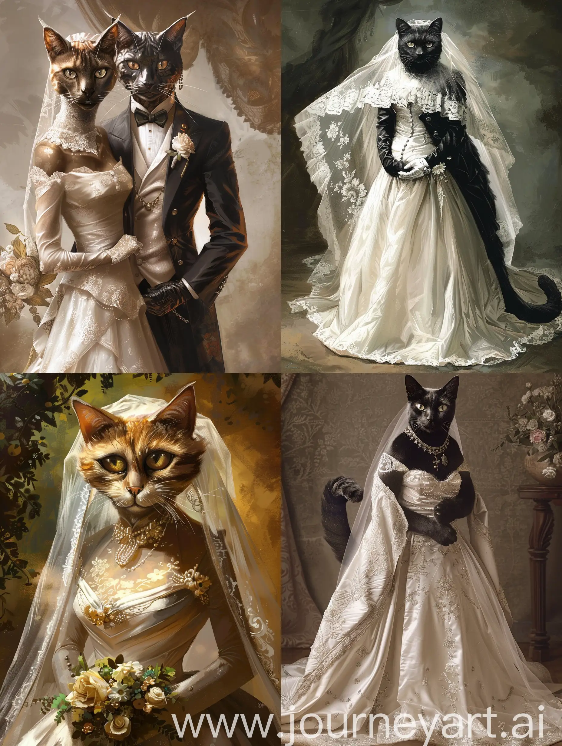 Котик-человек в свадебном платье