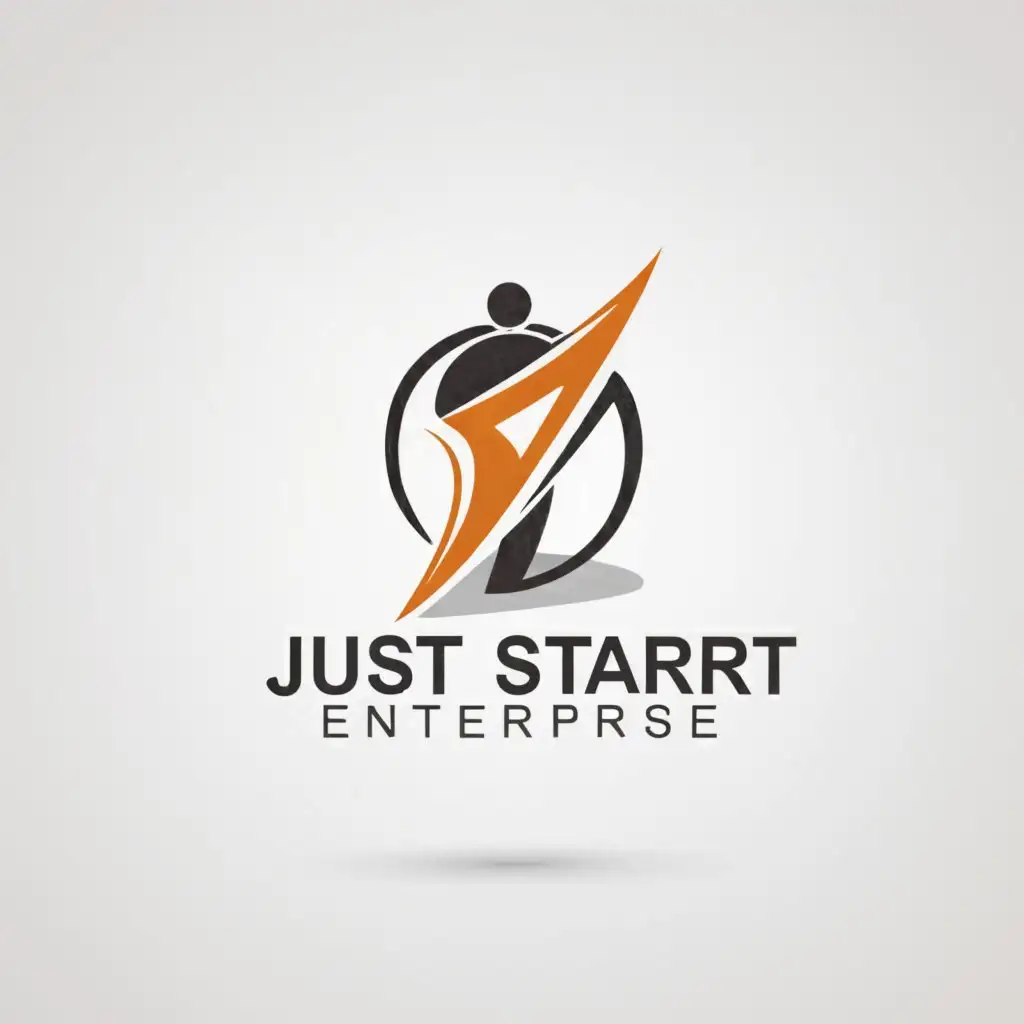 LOGO-Design-For-Just-Start-Enterprise-Bold-Text-with-Dynamic-Entrepreneurial-Symbol-on-Clear-Background