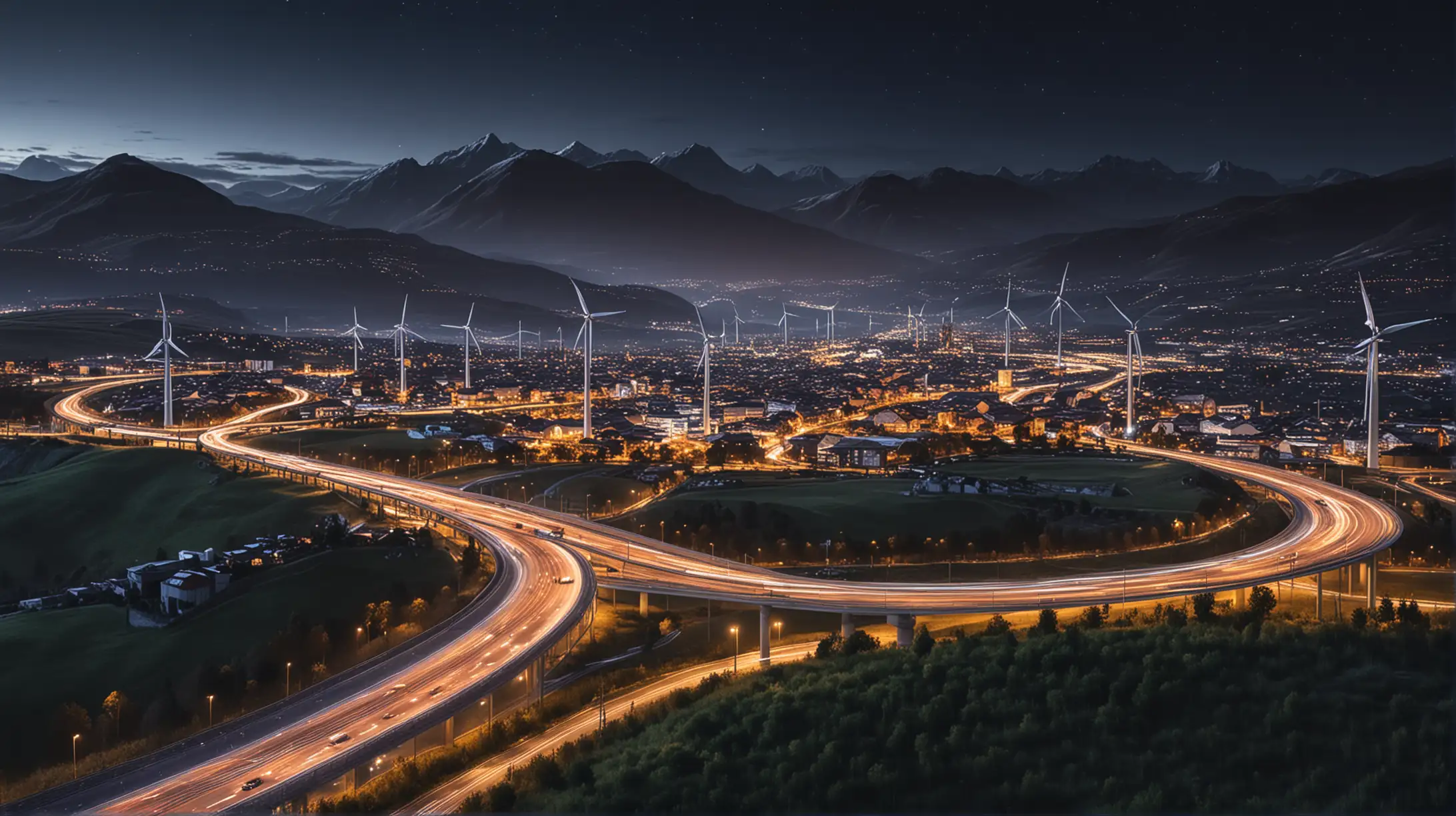 Futuristic Swiss Landscape with Smart Energy Optimization for Efficient Fleet Management