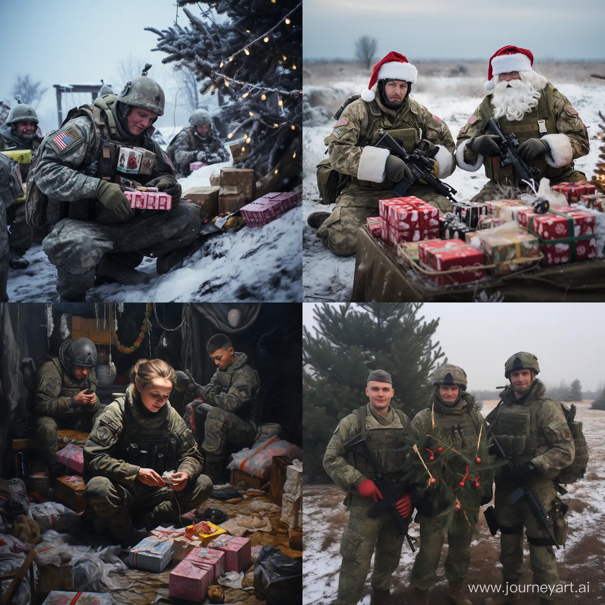 Ukrainian soldiers celebrating Christmas and New Year on the front lines of war with russia